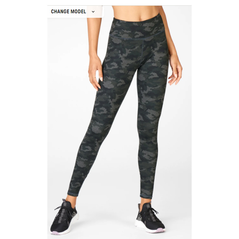 Fabletics Women's PowerHold Define Mid-Rise Leggings Camo Small 2-6 BOGO
